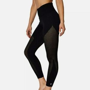 Betsy Johnson Performance High Rise 7/8 Length Black Knit Mesh Tights Leggings M